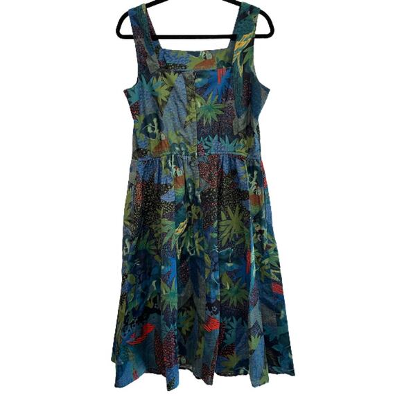 Sample Sale Retrolicious Unique VintageTropical Print Sleeveless Fit Flare Dress - Picture 2 of 5